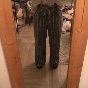 Grey and white loose striped pants